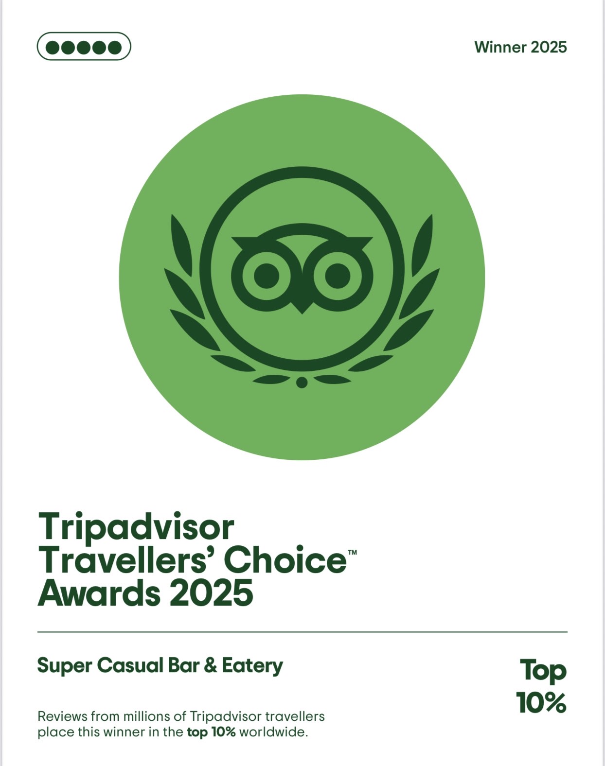 TripAdvisor certificate